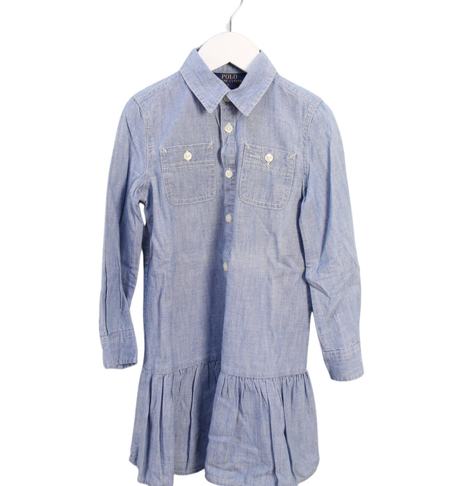 A Blue Long Sleeve Dresses from Polo Ralph Lauren in size 5T for girl. (Front View)