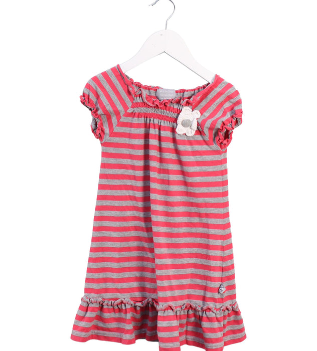 A Peach Short Sleeve Dresses from and the little dog laughed in size 3T for girl. (Front View)