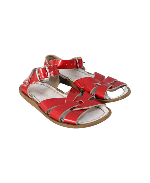 A Red Sandals from Salt-Water in size 4T for girl. (Front View)