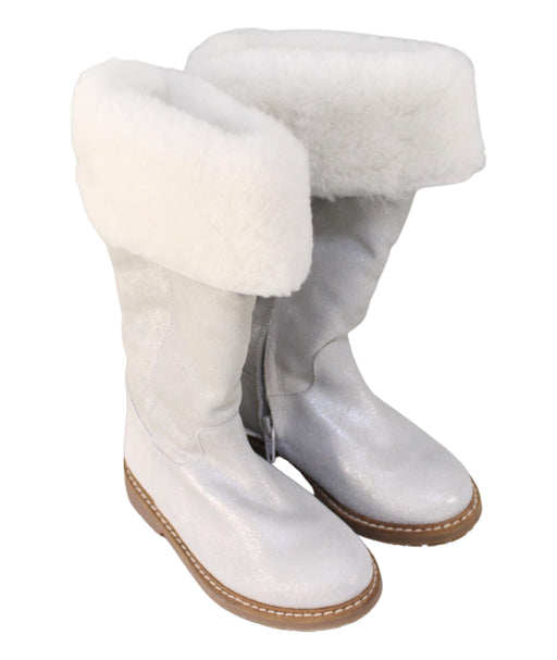 A Silver Winter Boots from Jacadi in size 4T for girl. (Front View)