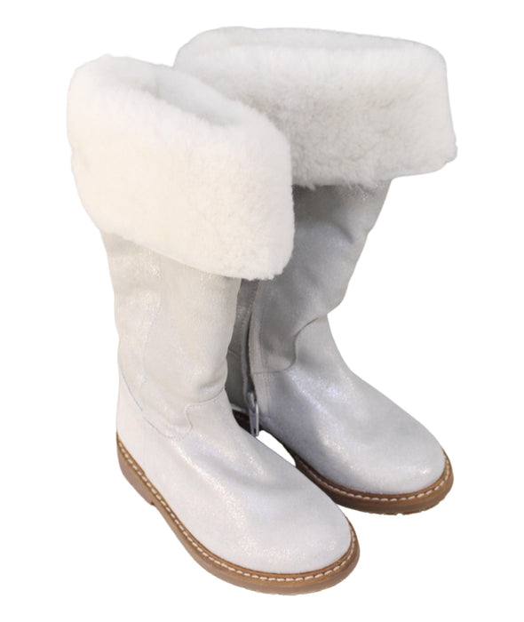 A Silver Winter Boots from Jacadi in size 4T for girl. (Front View)