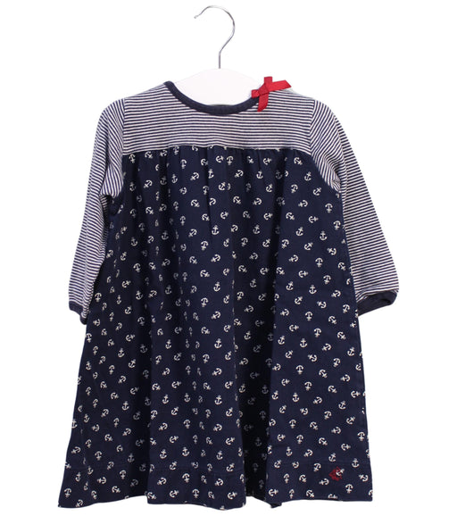 A Navy Long Sleeve Dresses from Petit Bateau in size 12-18M for girl. (Front View)