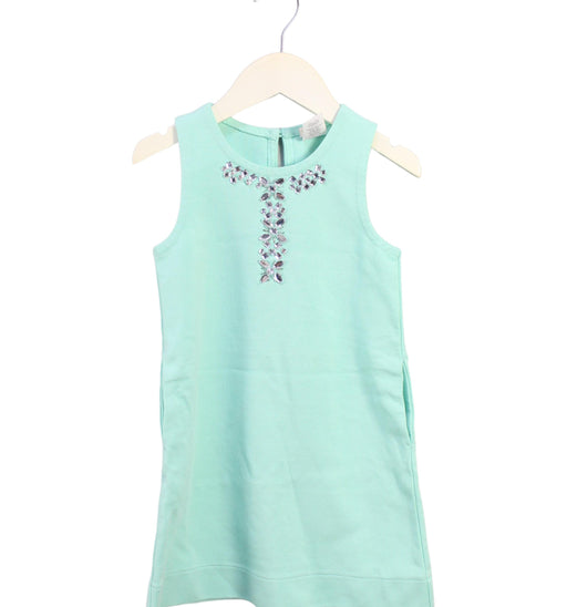 A Blue Sleeveless Dresses from Crewcuts in size 4T for girl. (Front View)