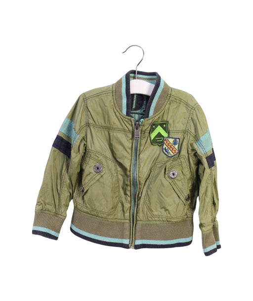 A Green Lightweight Jackets from Diesel in size 2T for boy. (Front View)
