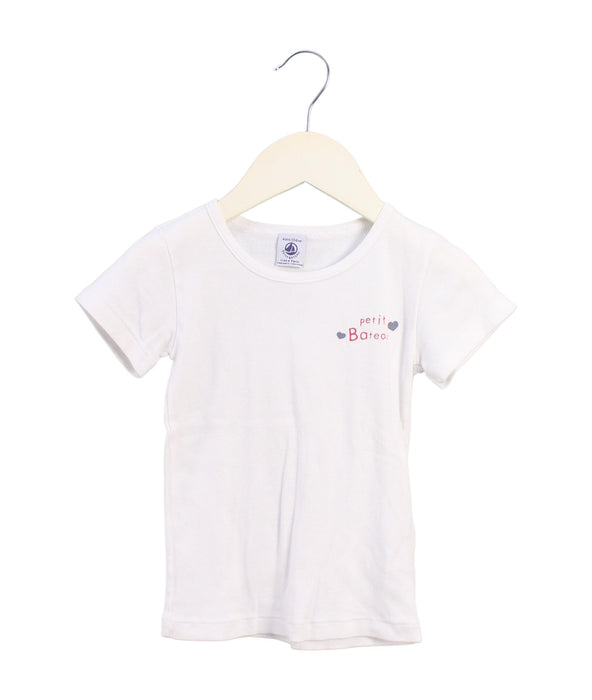 A White Short Sleeve T Shirts from Petit Bateau in size 4T for girl. (Front View)