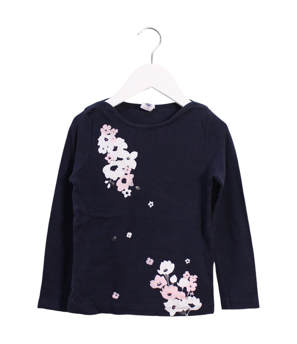 A Navy Long Sleeve Tops from Petit Bateau in size 6T for girl. (Front View)