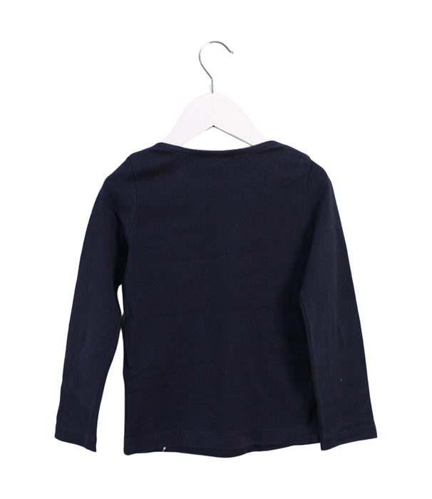 A Navy Long Sleeve Tops from Petit Bateau in size 6T for girl. (Back View)