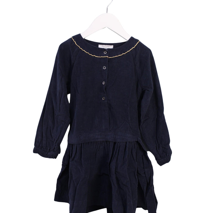 A Navy Long Sleeve Dresses from Petite Lucette in size 5T for girl. (Front View)