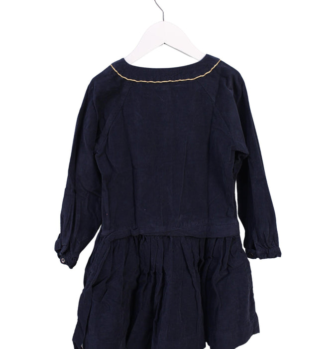 A Navy Long Sleeve Dresses from Petite Lucette in size 5T for girl. (Back View)