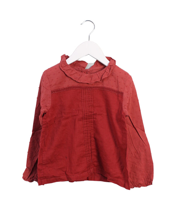 A Red Long Sleeve Tops from Petite Lucette in size 6T for girl. (Front View)