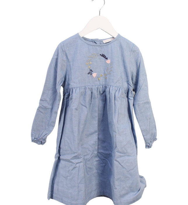 A Blue Long Sleeve Dresses from Les Enfantines in size 6T for girl. (Front View)