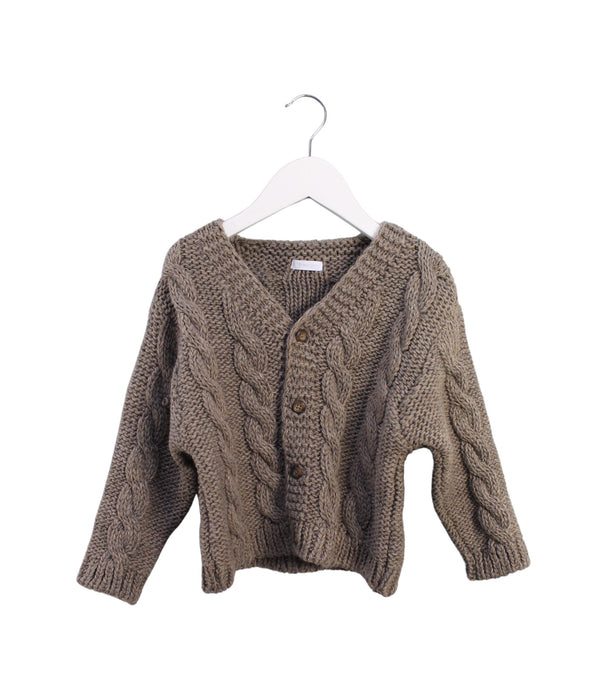 A Brown Cardigans from Laranjinha in size 4T for girl. (Front View)