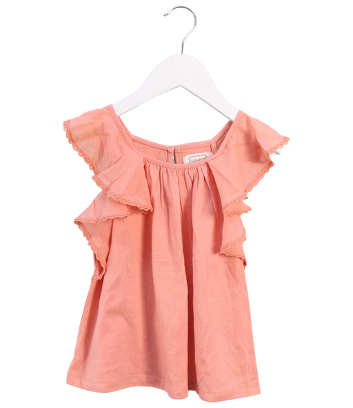 A Peach Short Sleeve Tops from Bonheur du Jour in size 6T for girl. (Front View)