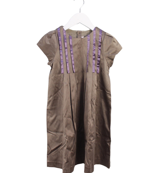 A Brown Short Sleeve Dresses from Jacadi in size 6T for girl. (Front View)