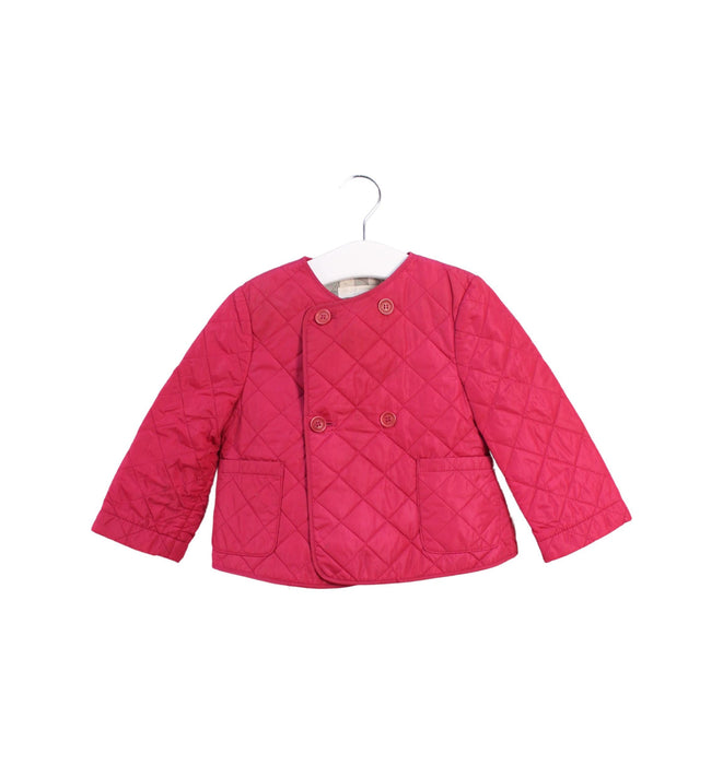 A Pink Puffer/Quilted Jackets from Burberry in size 12-18M for girl. (Front View)