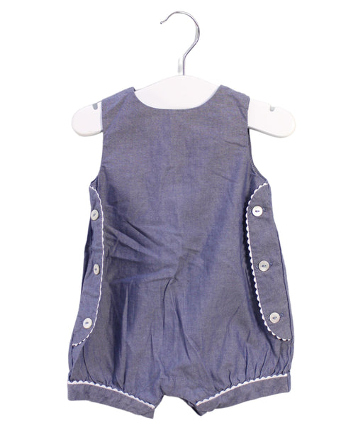 A Blue Rompers from Jacadi in size 0-3M for girl. (Front View)