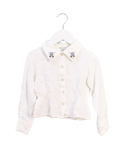 A White Shirts from Charabia in size 4T for girl. (Front View)