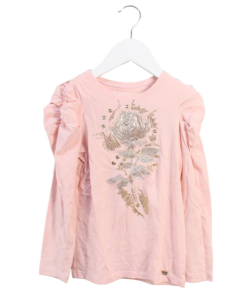 A Peach Long Sleeve Tops from Junona in size 4T for girl. (Front View)