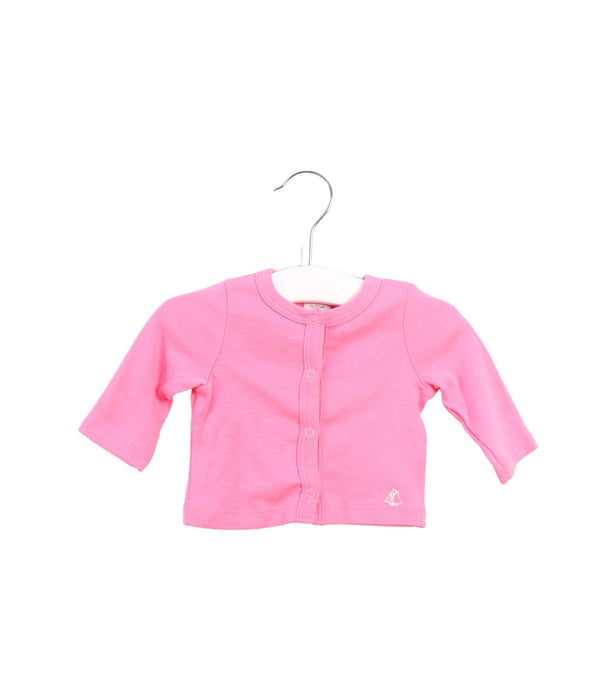 A Pink Long Sleeve Tops from Petit Bateau in size 0-3M for girl. (Front View)