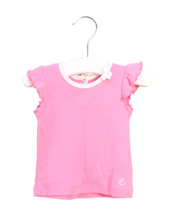 A Pink Sleeveless Tops from Petit Bateau in size 0-3M for girl. (Front View)