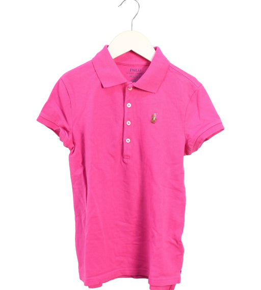A Pink Short Sleeve Polos from Polo Ralph Lauren in size 8Y for girl. (Front View)