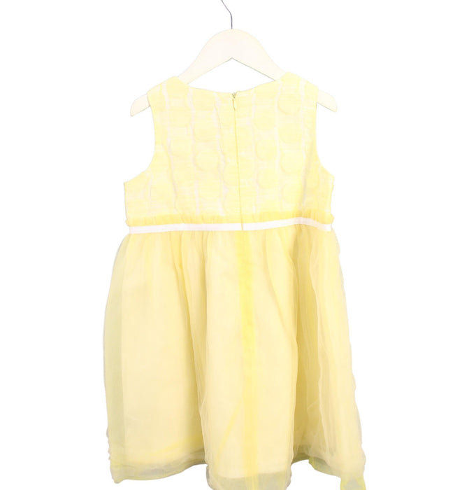 A Yellow Sleeveless Dresses from Chickeeduck in size 5T for girl. (Back View)