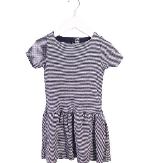 A Navy Short Sleeve Dresses from Petit Bateau in size 4T for girl. (Front View)