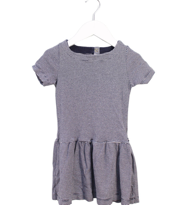 A Navy Short Sleeve Dresses from Petit Bateau in size 4T for girl. (Front View)