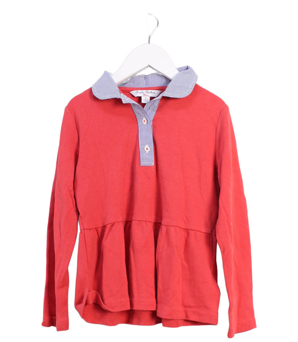 A Pink Long Sleeve Polos from Brooks Brothers in size 6T for girl. (Front View)