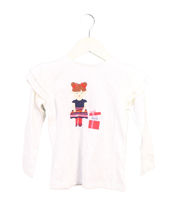 A White Long Sleeve Tops from Jacadi in size 4T for girl. (Front View)