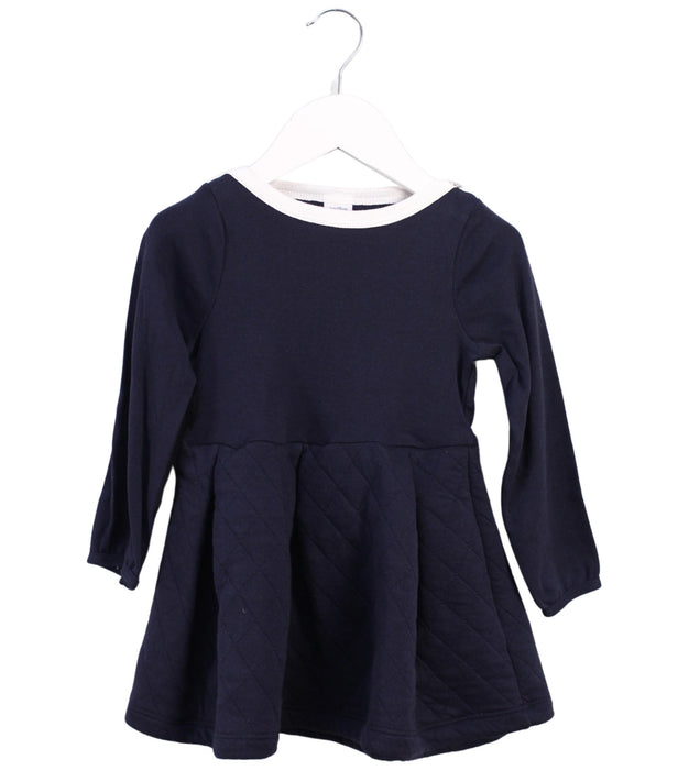 A Navy Long Sleeve Dresses from Petit Bateau in size 3T for girl. (Front View)