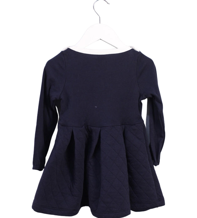 A Navy Long Sleeve Dresses from Petit Bateau in size 3T for girl. (Back View)