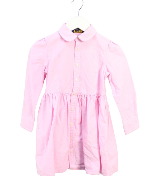 A Pink Long Sleeve Dresses from Polo Ralph Lauren in size 4T for girl. (Front View)