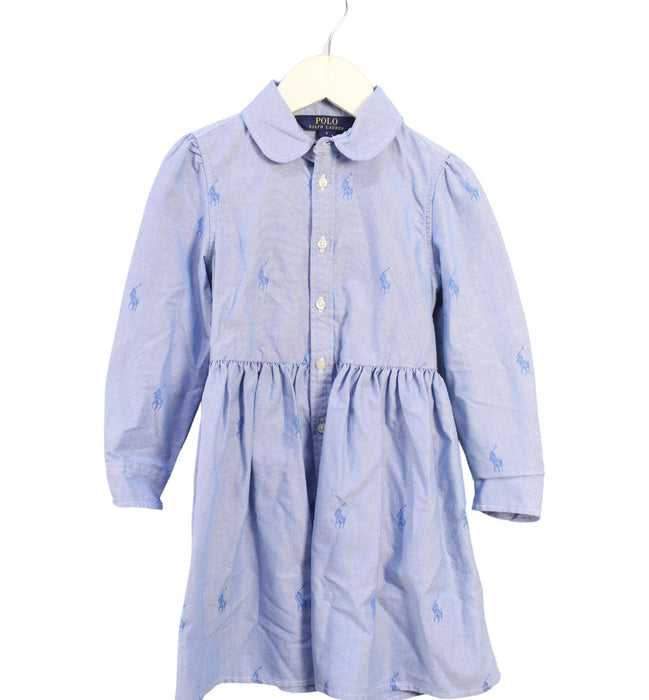 A Blue Long Sleeve Dresses from Polo Ralph Lauren in size 4T for girl. (Front View)