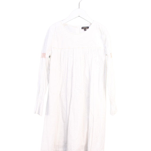 A White Long Sleeve Dresses from Velveteen in size 10Y for girl. (Front View)