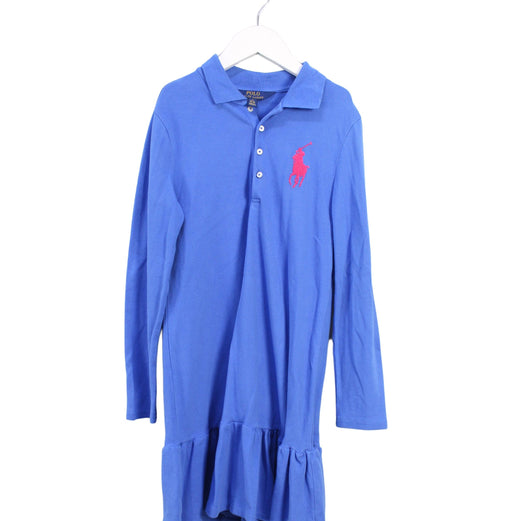 A Blue Long Sleeve Dresses from Polo Ralph Lauren in size 8Y for girl. (Front View)