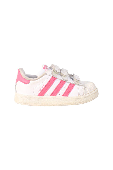 A White Sneakers from Adidas in size 18-24M for girl. (Back View)