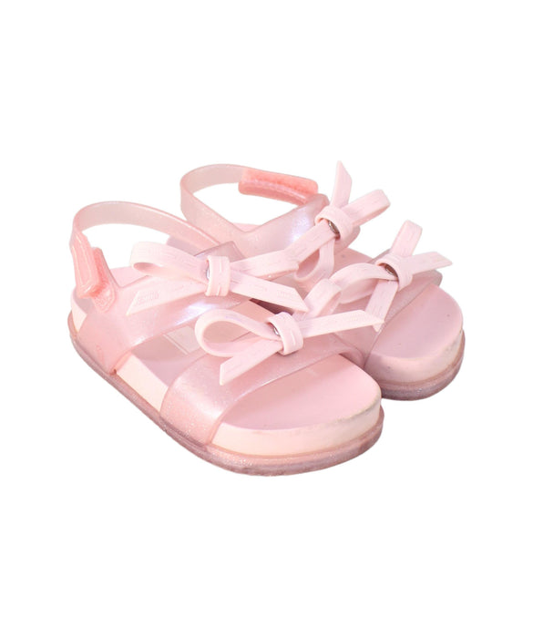 A Pink Sandals from Mini Melissa in size 3T for girl. (Front View)