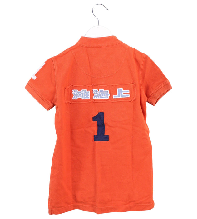 A Orange Short Sleeve Polos from Shanghai Tang in size 6T for boy. (Back View)