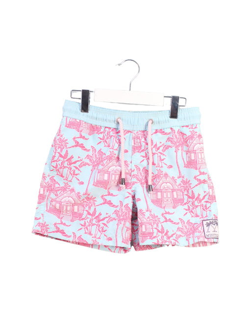 A Blue Swim Shorts from Pink House Mustique in size 6T for girl. (Front View)