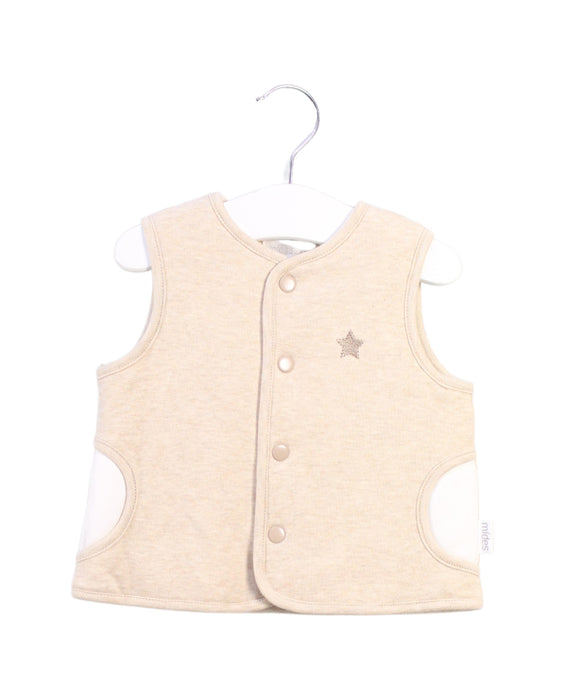 A Beige Outerwear Vests from Mides in size 3-6M for neutral. (Front View)