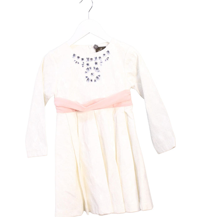 A White Long Sleeve Dresses from As Little As in size 3T for girl. (Front View)