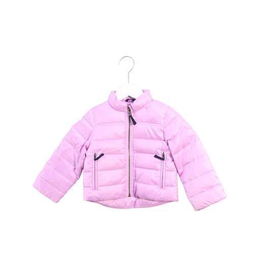 A Pink Puffer/Quilted Jackets from Crewcuts in size 3T for girl. (Front View)