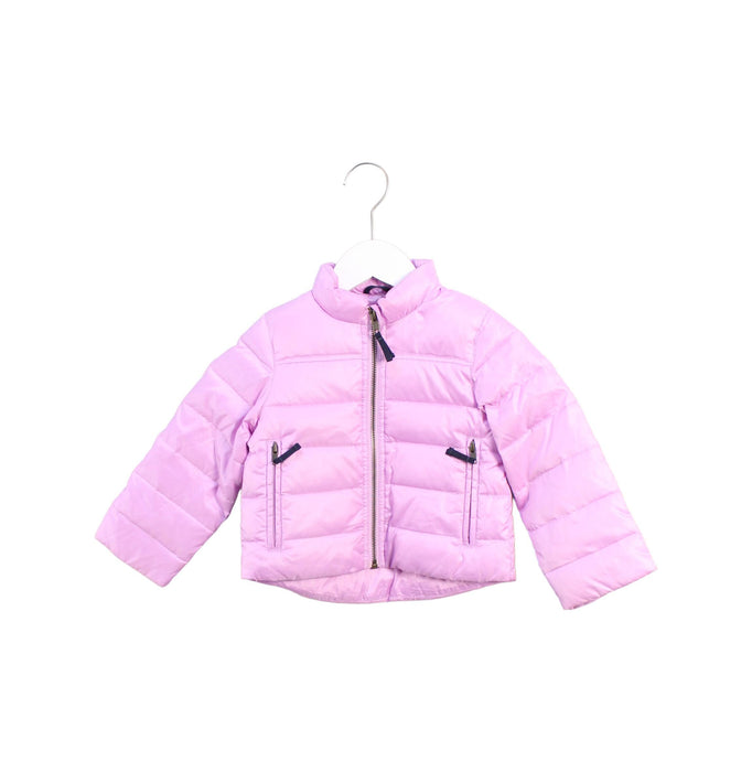 A Pink Puffer/Quilted Jackets from Crewcuts in size 3T for girl. (Front View)