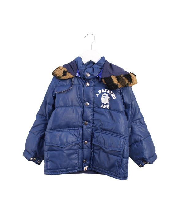 A Blue Puffer/Quilted Jackets from BAPE KIDS in size 2T for boy. (Front View)