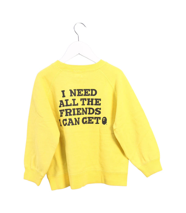 A Yellow Crewneck Sweatshirts from BAPE KIDS in size 4T for boy. (Back View)