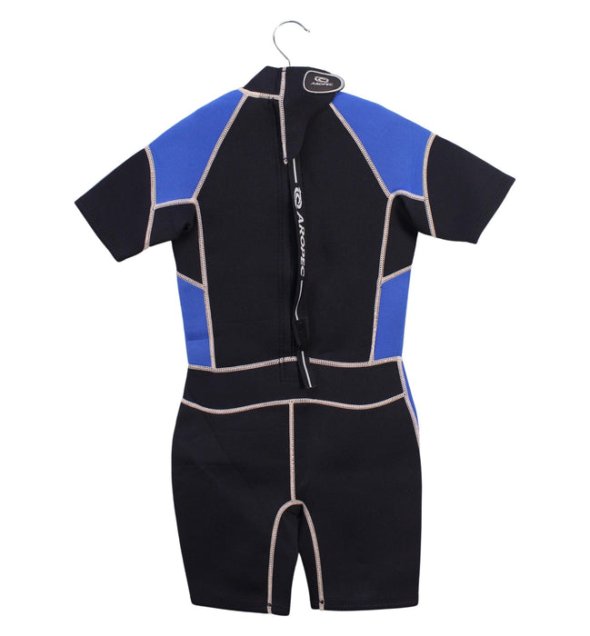 A Black Wetsuits from Aropec in size 5T for boy. (Back View)