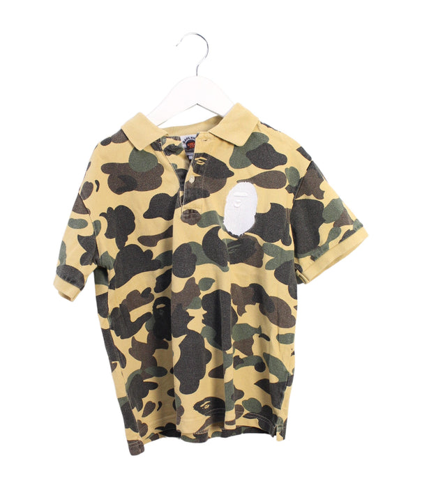 A Beige Short Sleeve Polos from BAPE KIDS in size 7Y for boy. (Front View)