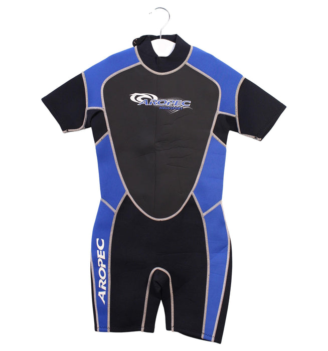A Black Wetsuits from Aropec in size 5T for boy. (Front View)