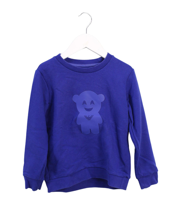 A Blue Crewneck Sweatshirts from Emporio Armani in size 6T for boy. (Front View)